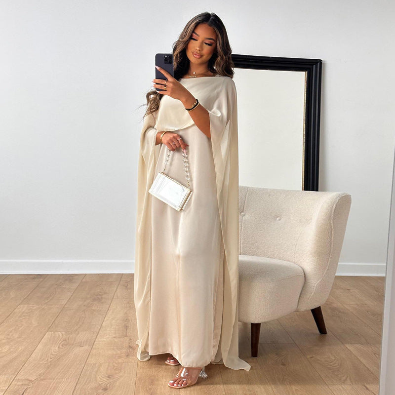 Robe Cape Élégante en Mousseline de Soie pour Femme